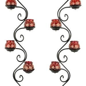 NIB Red and Black Wall Candle Holders